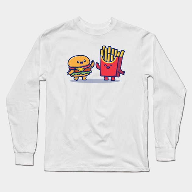 Cute Burger And French Fries Long Sleeve T-Shirt by Catalyst Labs